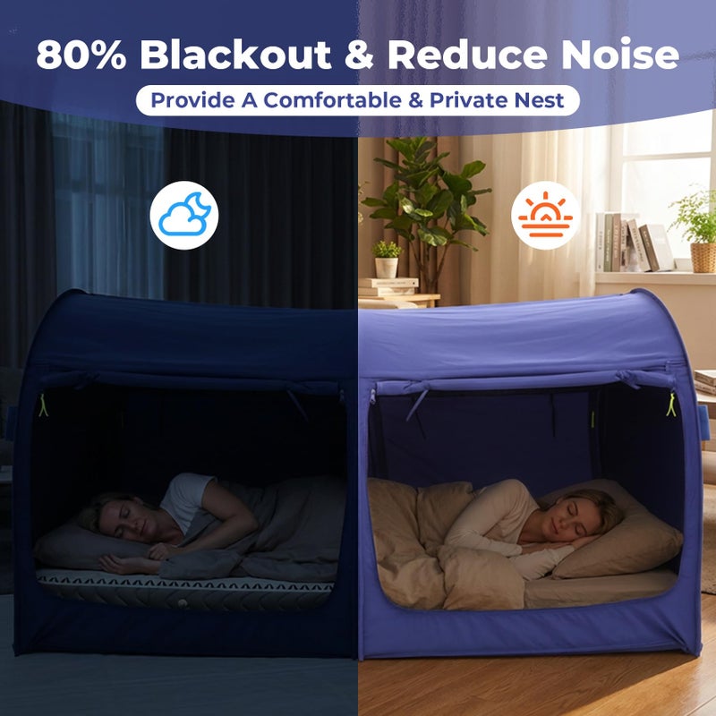 LEEDOR Bed Tent Dream Tents Bed Canopy Shelter Cabin Indoor Privacy Warm Breathable Pop Up Twin Size for Kids and Adult Patent Pending Navy(Mattress Not Included) - Image 4